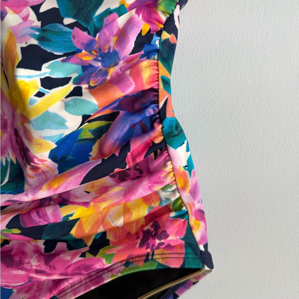 Swim Solutions Floral One-Piece Swimsuit in Navy, Pink, Yellow & Green - Picture 6 of 13